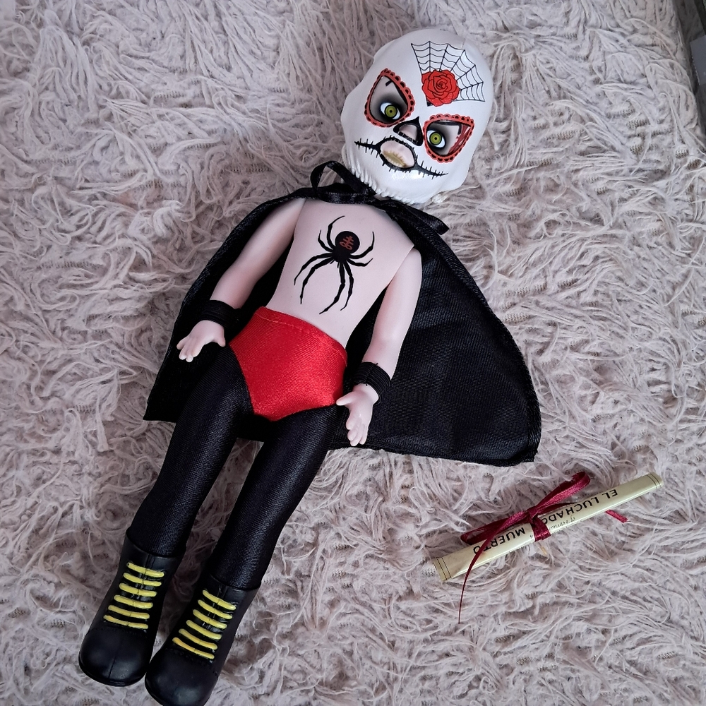 El Luchador- vintage Living Dead Doll w box and death cert! Masked wrestler!